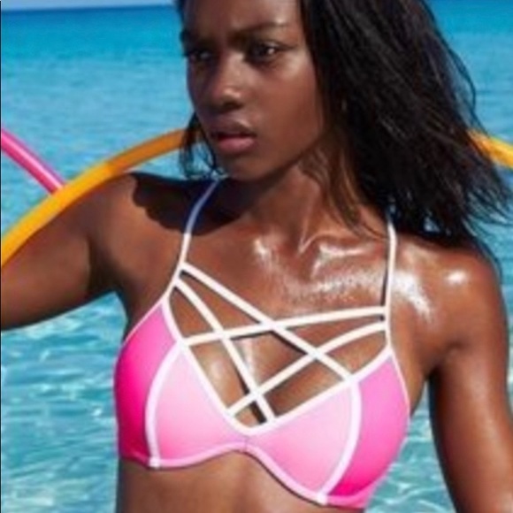 VS “ PINK’ Strappy Front T-Back Cage Bikini Top - Picture 5 of 11